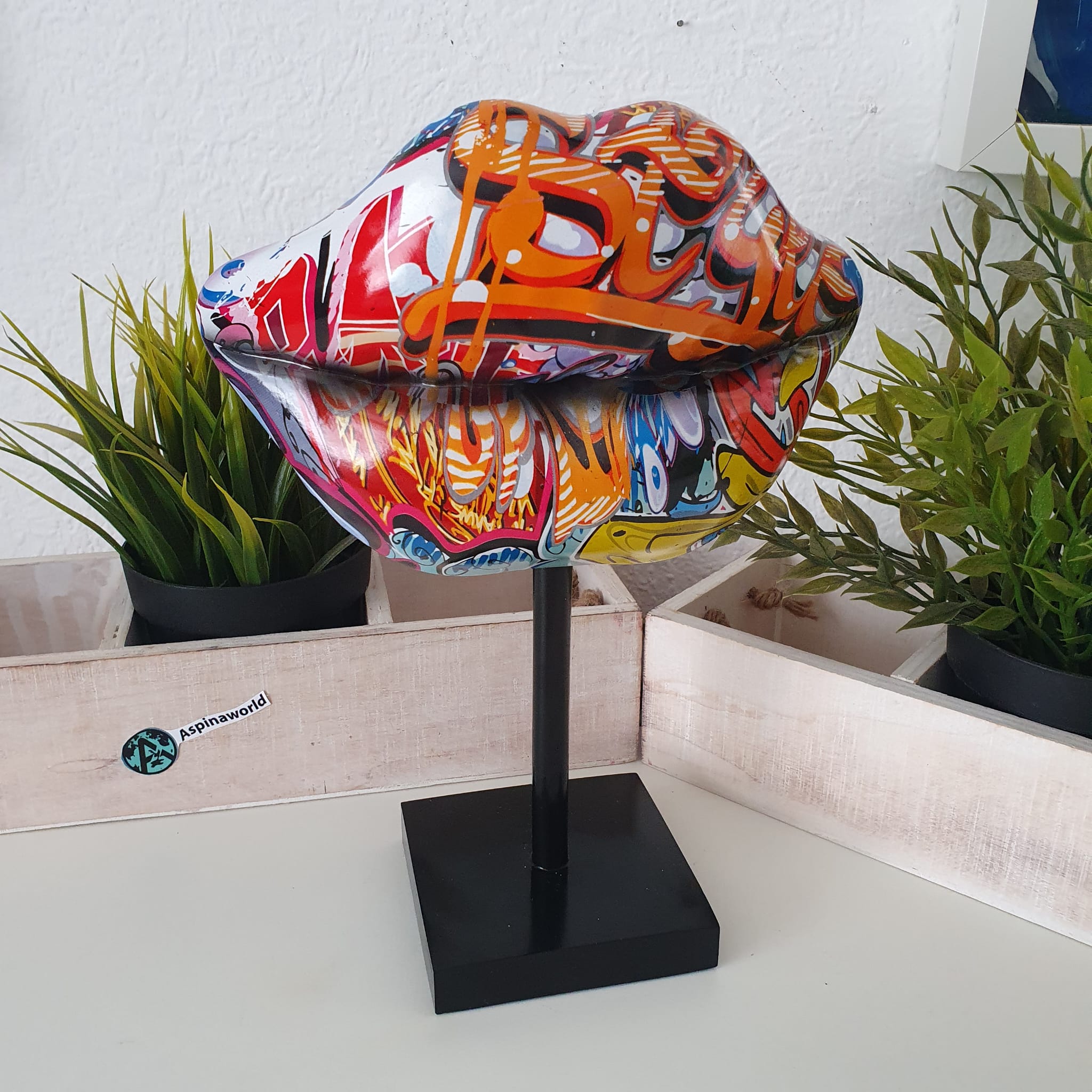 Street Art Lippen Figur in Graffiti style Kussmund 26 cm