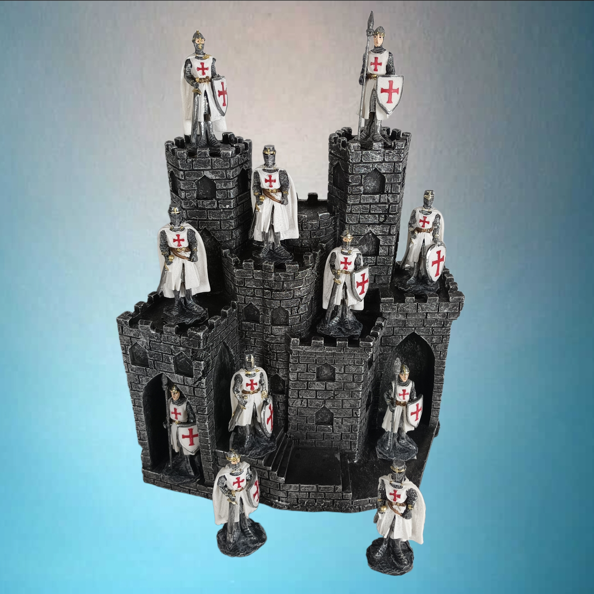 Mittelalter Ritterburg mit elf Kreuzritter Figuren weiß 24 cm