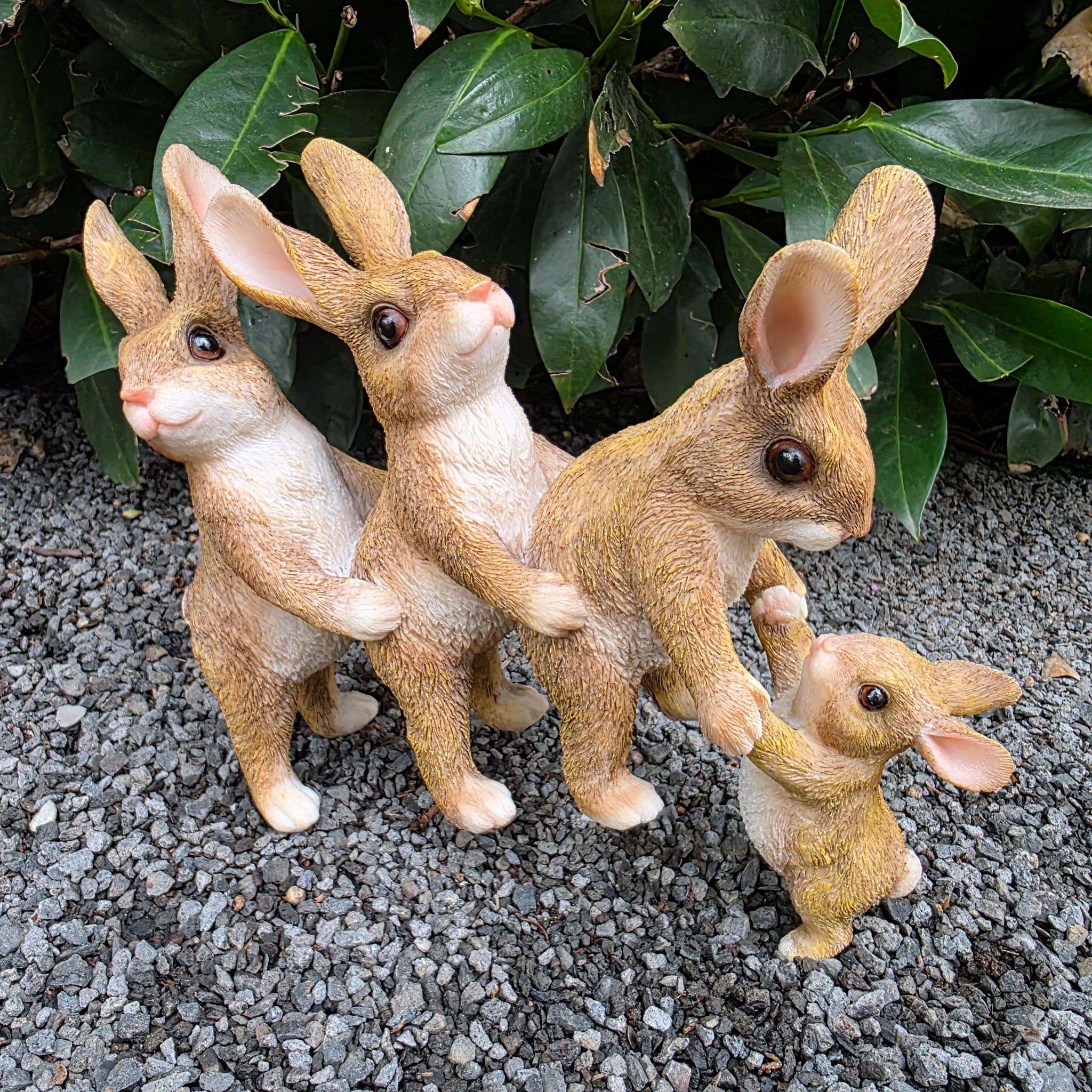 Gartenfigur Hasen Figur Familie 25 cm lang