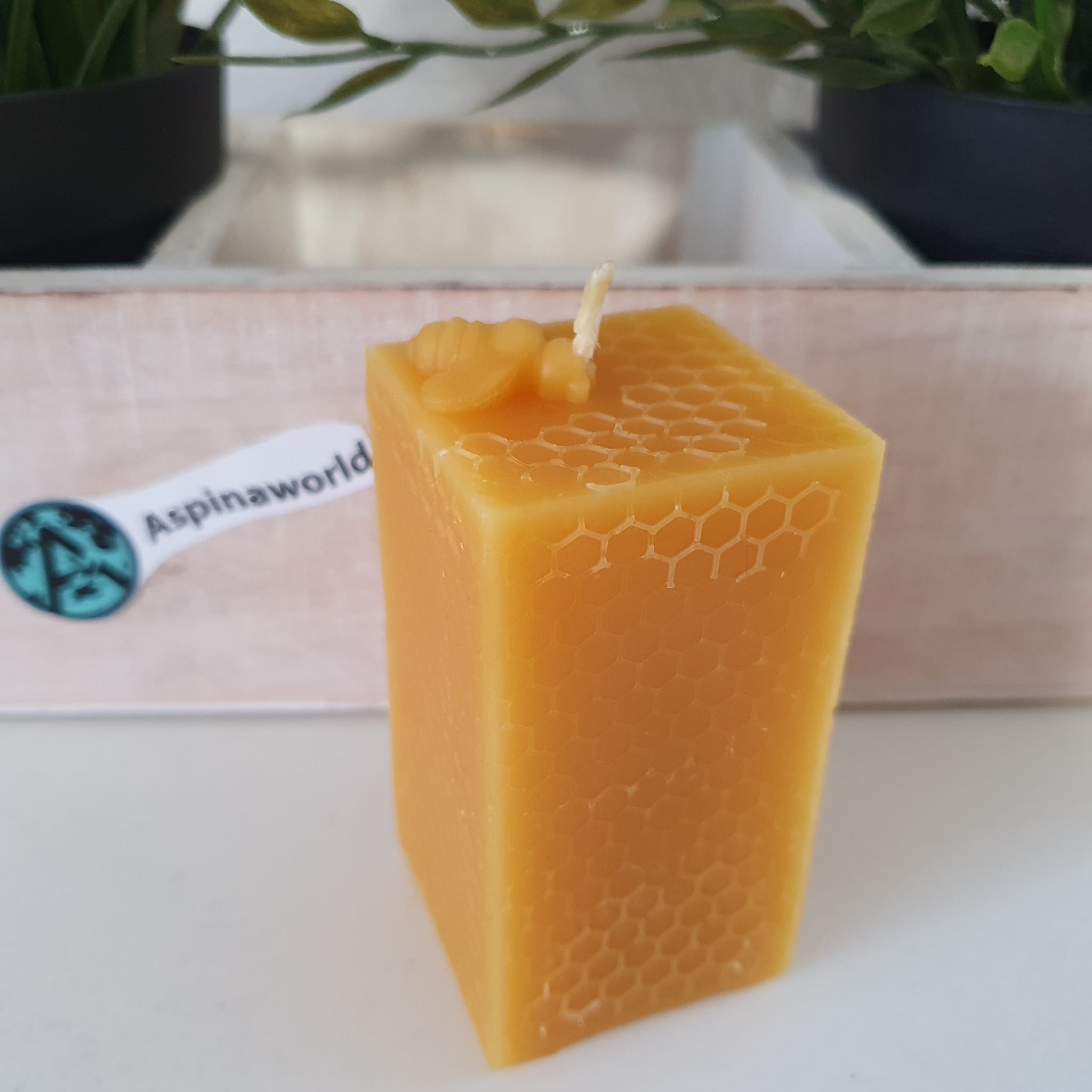 Bienenwachskerze Wabenkerze Muster 7,5 cm