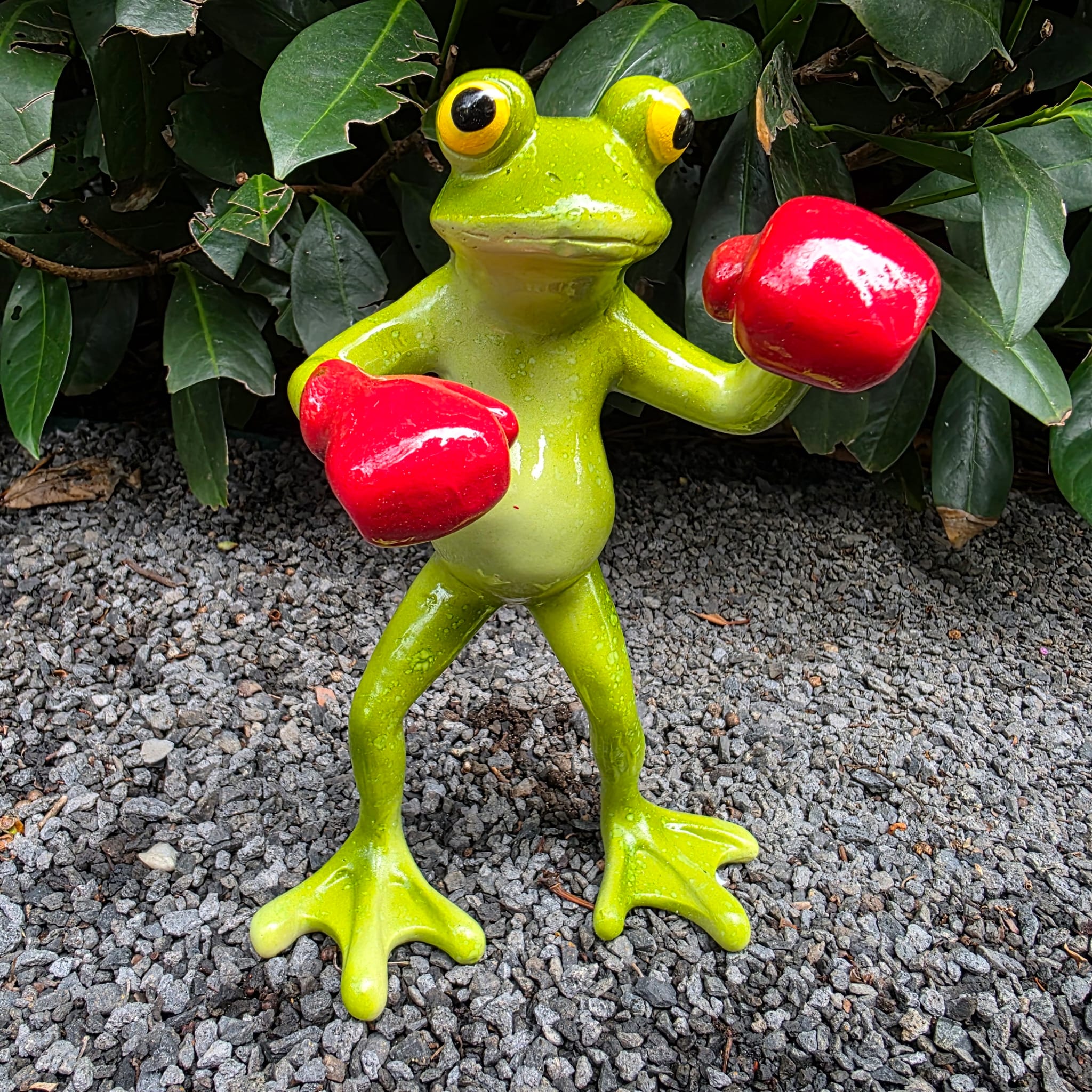 Gartenfigur Frosch Figur als Boxer 18 cm