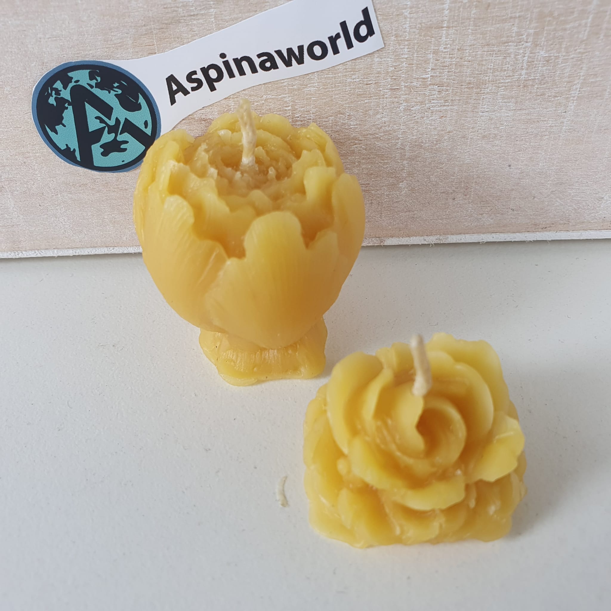Bienenwachskerze kleine Rosen Kerzen 2er Set 3 cm