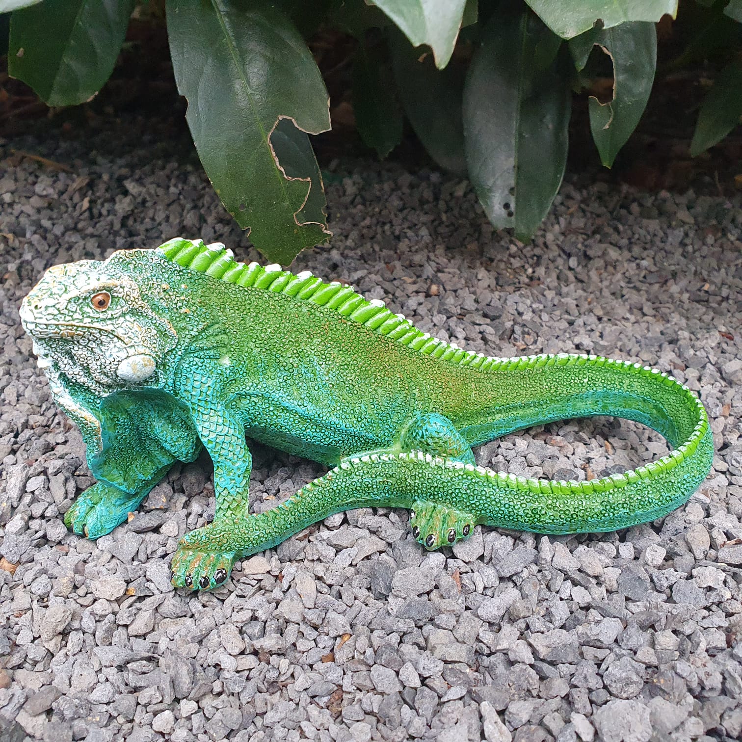Gartenfigur kleiner grüne Leguan Figur 16 cm