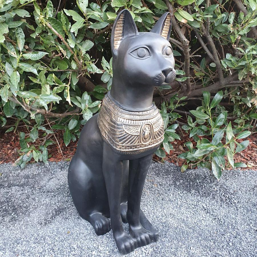 Gartenfigur Ägyptische Bastet-Katzen Figur 72 cm Schwarz