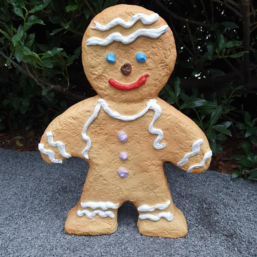Gartenfigur fröhliche Lebkuchenmann Figur 65 cm
