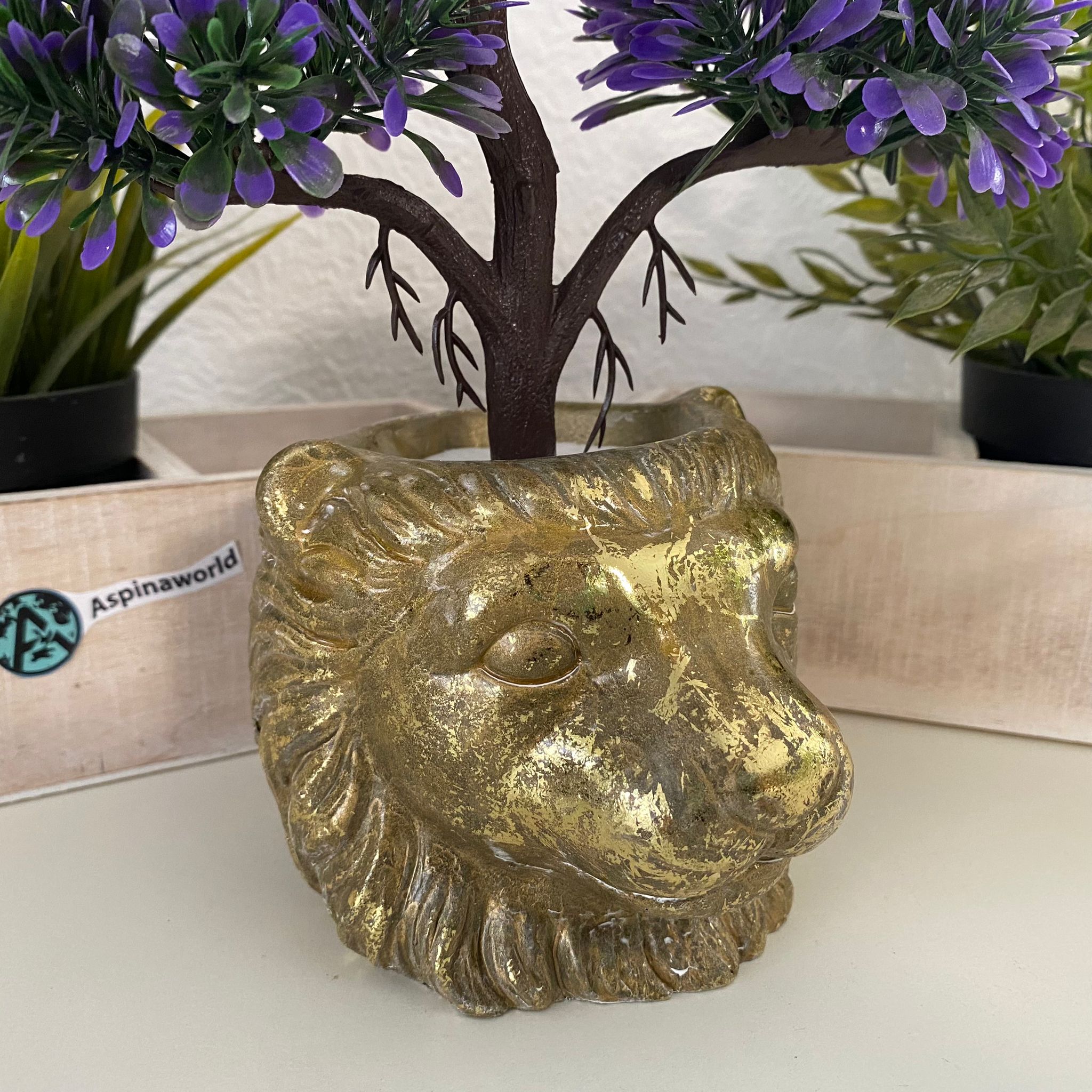 Löwen Figur Blumentopf Übertopf 10 cm