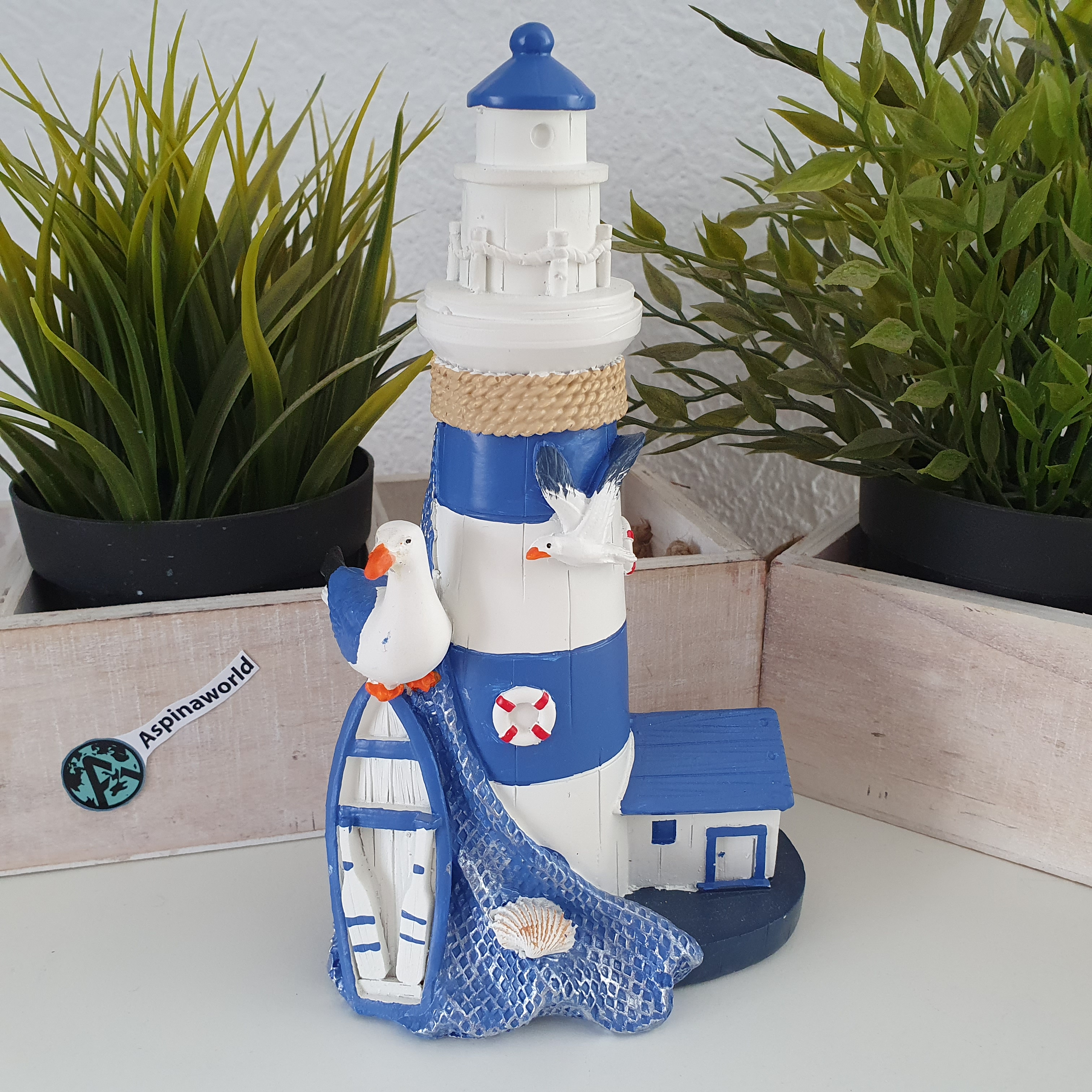 Maritime Deko Leuchtturm Figur 20 cm