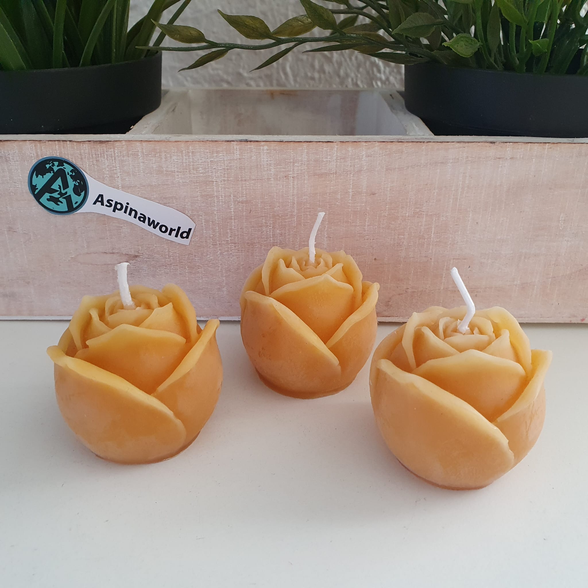 Bienenwachskerze Rosen Kerzen 3er Set 4cm