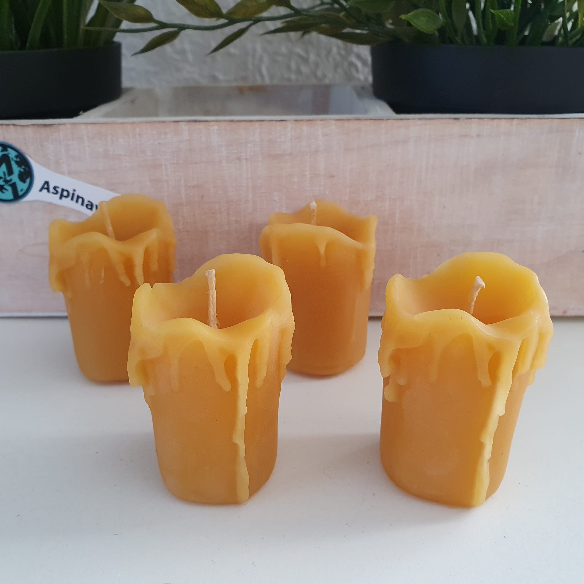 Bienenwachskerze 4er Set Schmelzende Kerzen 4 cm