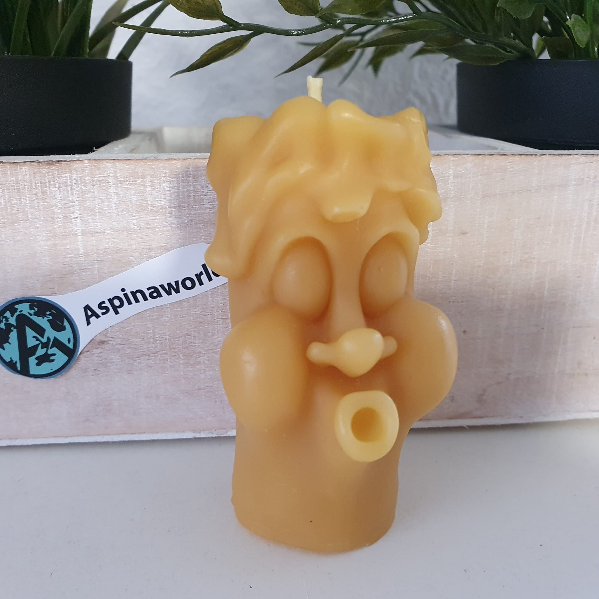 Bienenwachskerze mit pfeifendem Gesicht 8 cm