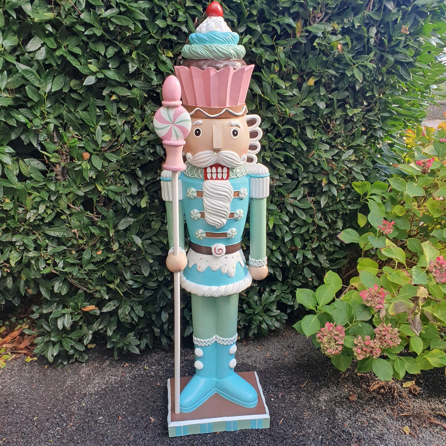 Gartenfigur große Nussknacker Figur blau 158 cm