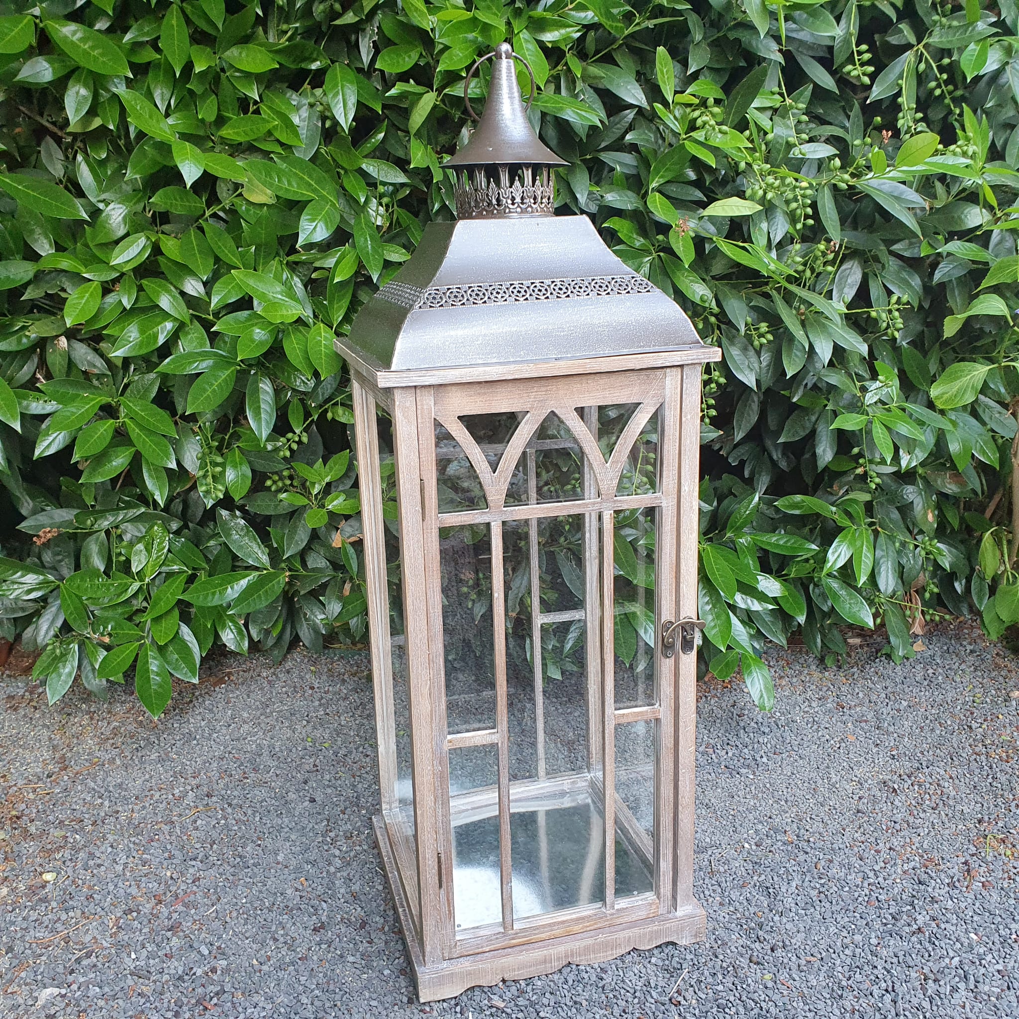 Holzlaterne Windlicht Laterne braun 90 cm