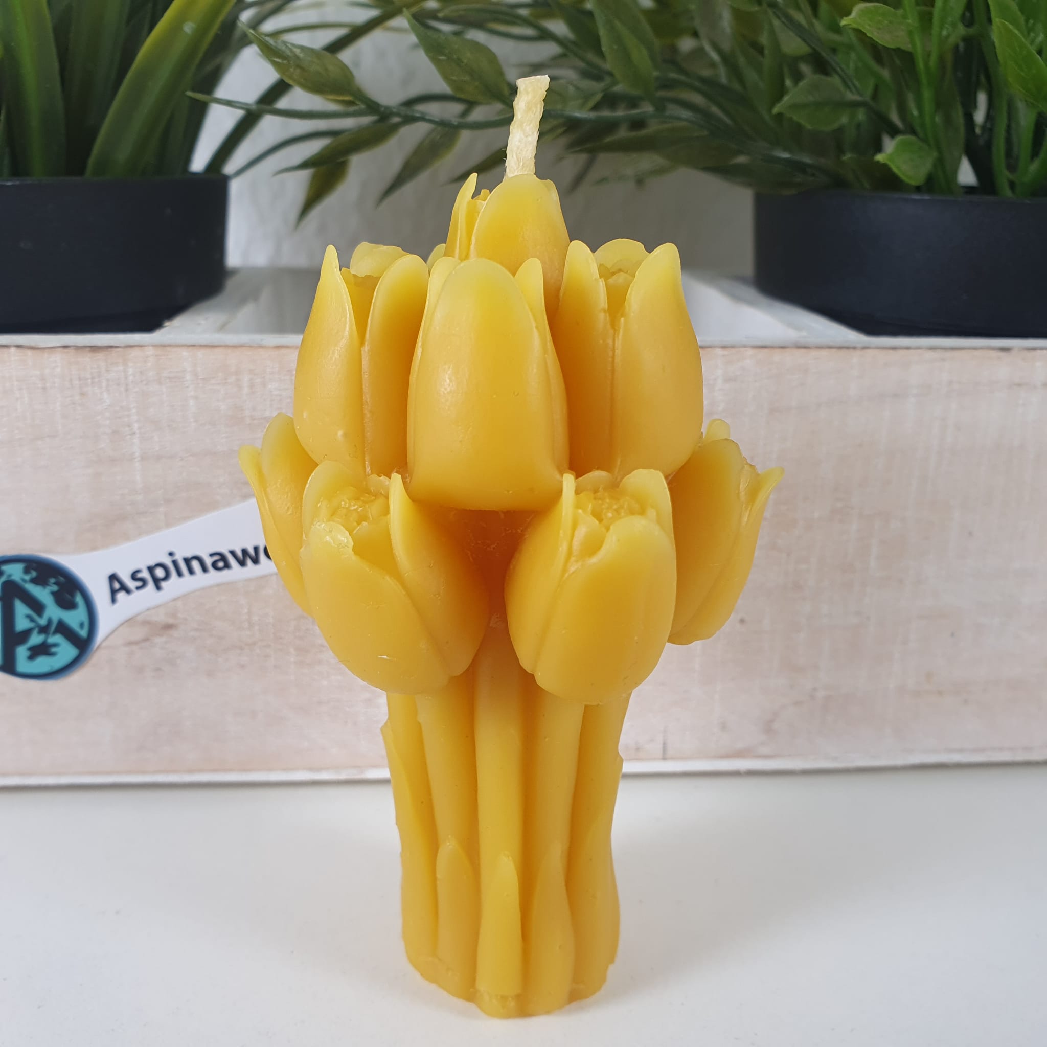 Bienenwachskerze Blumenstrauß mit Tulpen als Kerze 10 cm