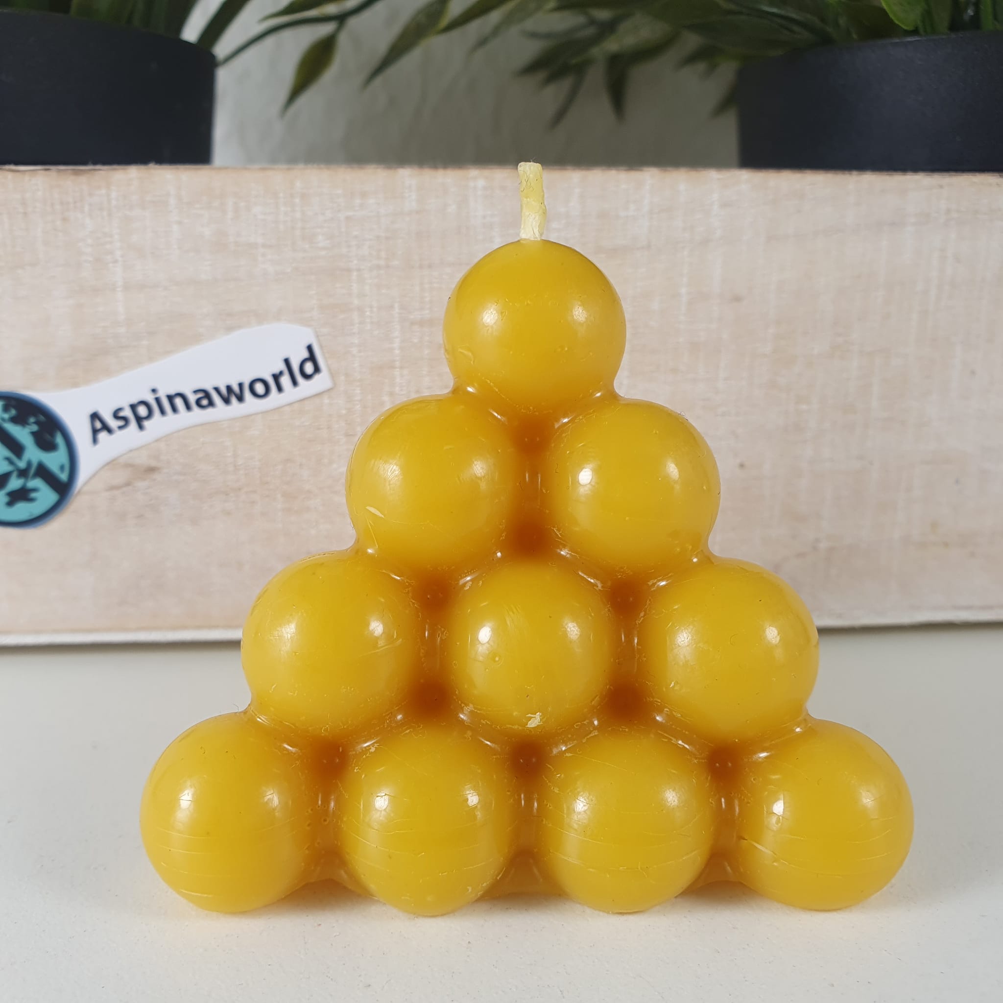 Bienenwachskerze Bubble Kerze als Pyramide 6 cm