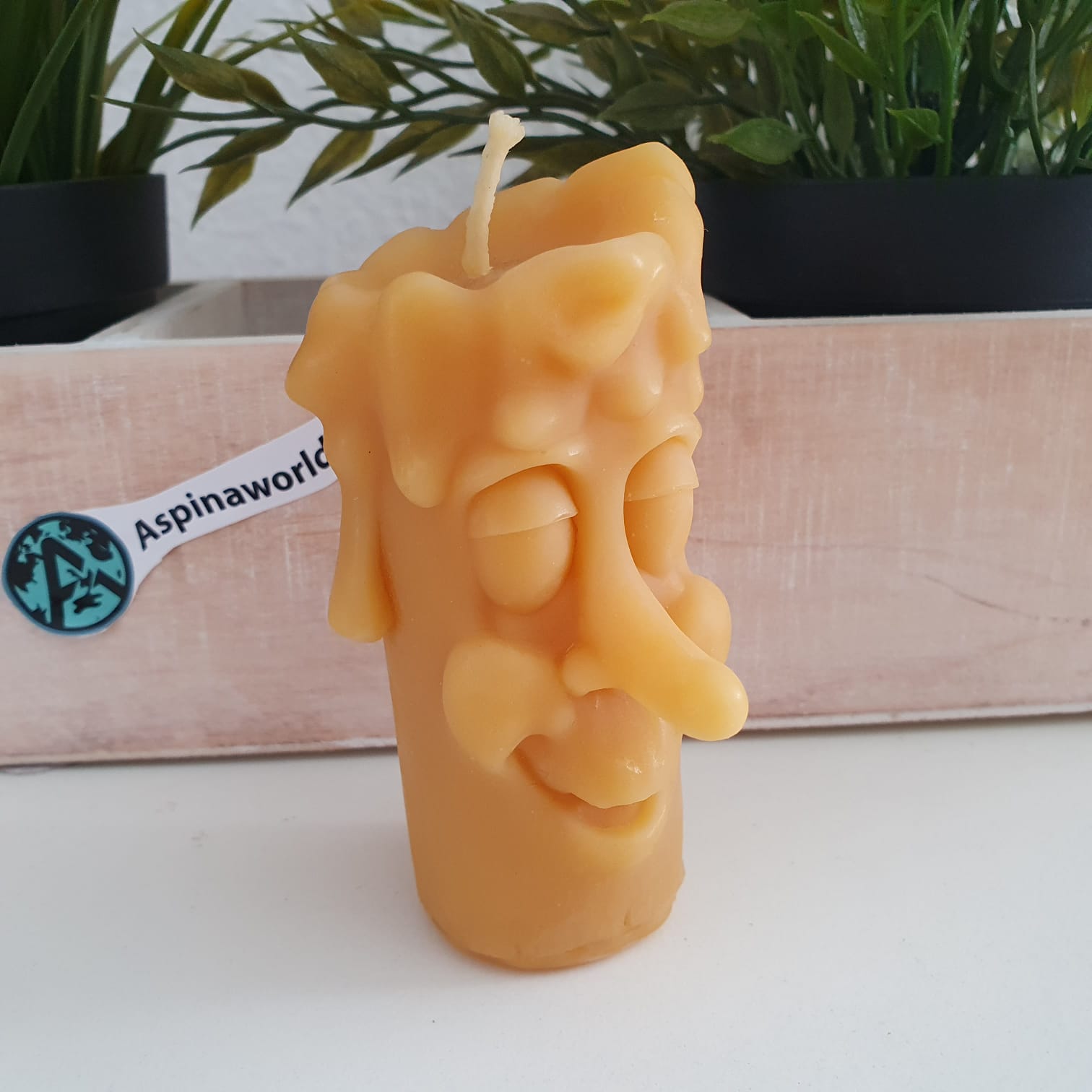Bienenwachskerze Schmelzende Kerze mit Gesicht 10 cm