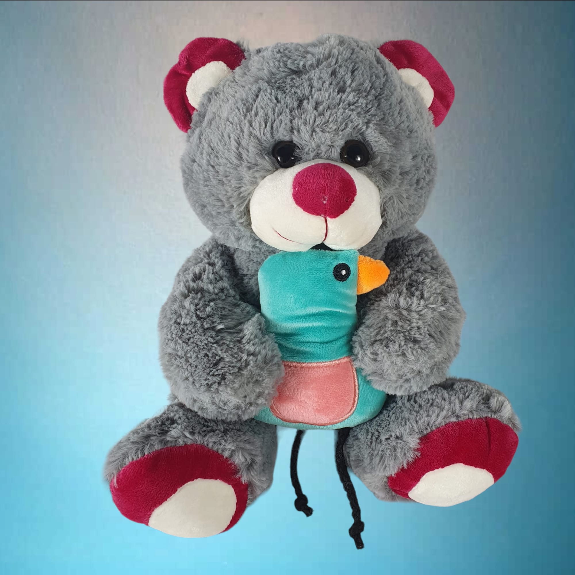Plüsch Bär mit Kuscheltier im Arm 27 cm