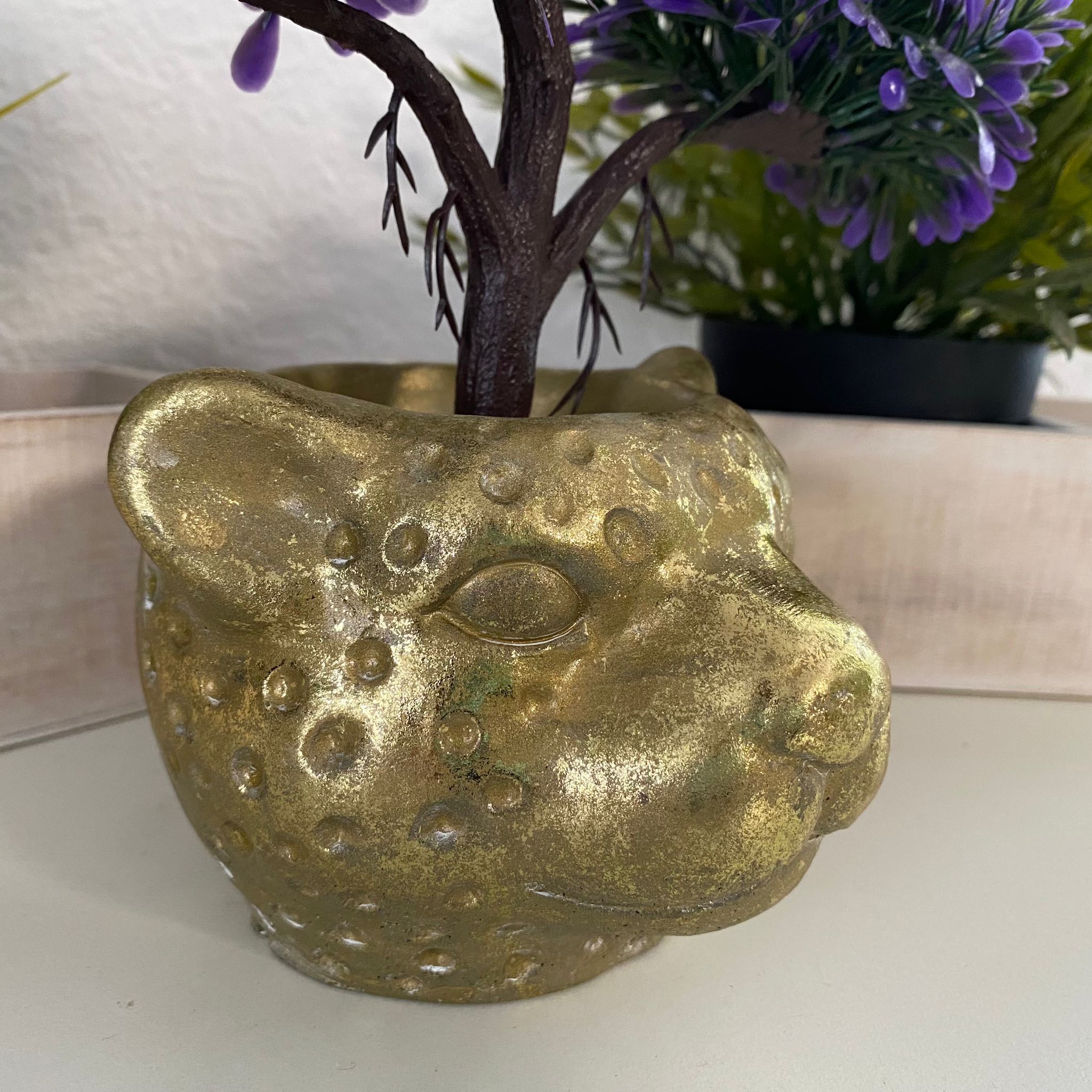 Leopard Figur Blumentopf Übertopf 10 cm