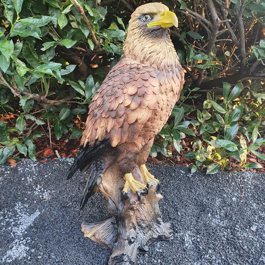 Adler Gartenfigur Steinadler Figur auf Stamm 66 cm