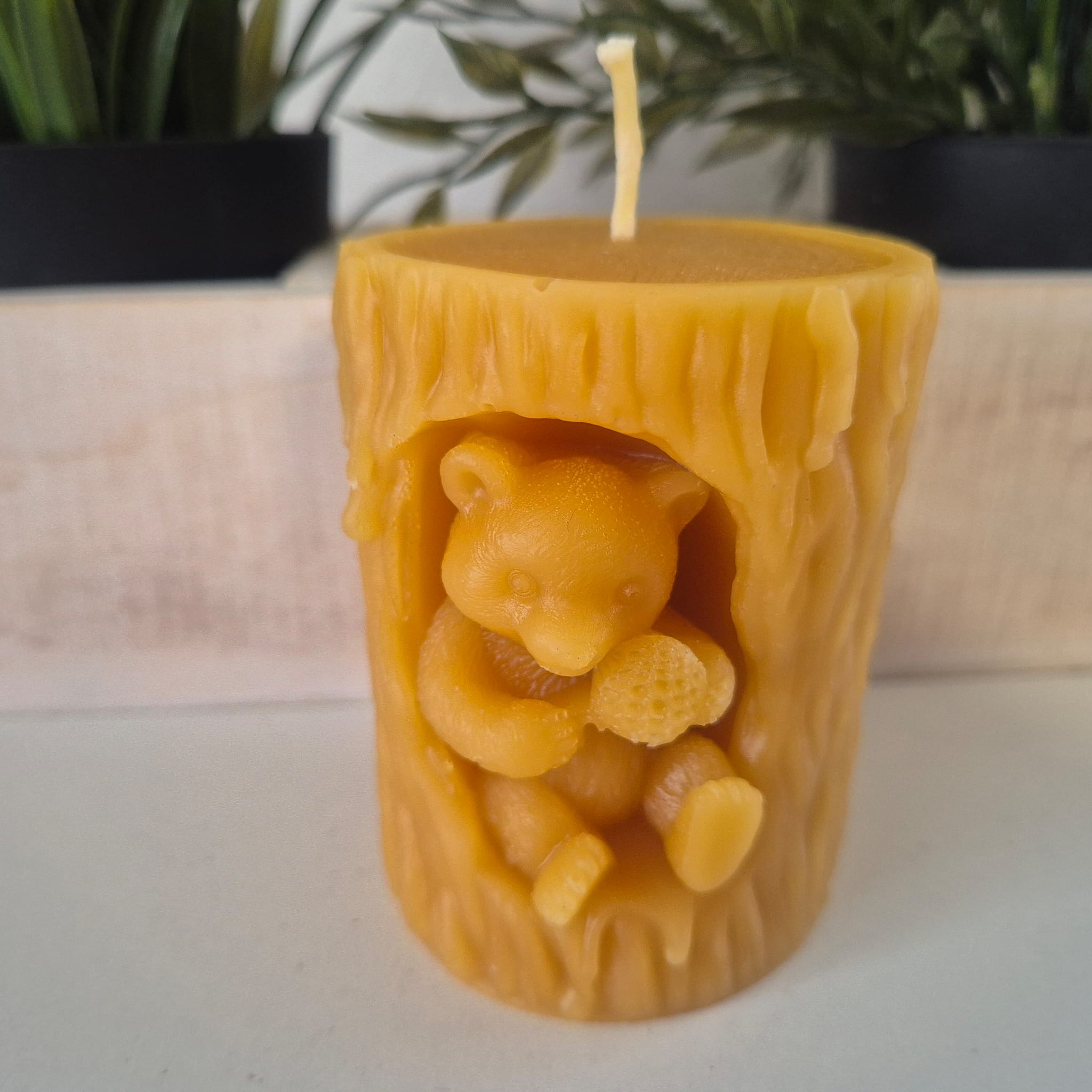Bienenwachskerze runde bär Kerze 8 cm