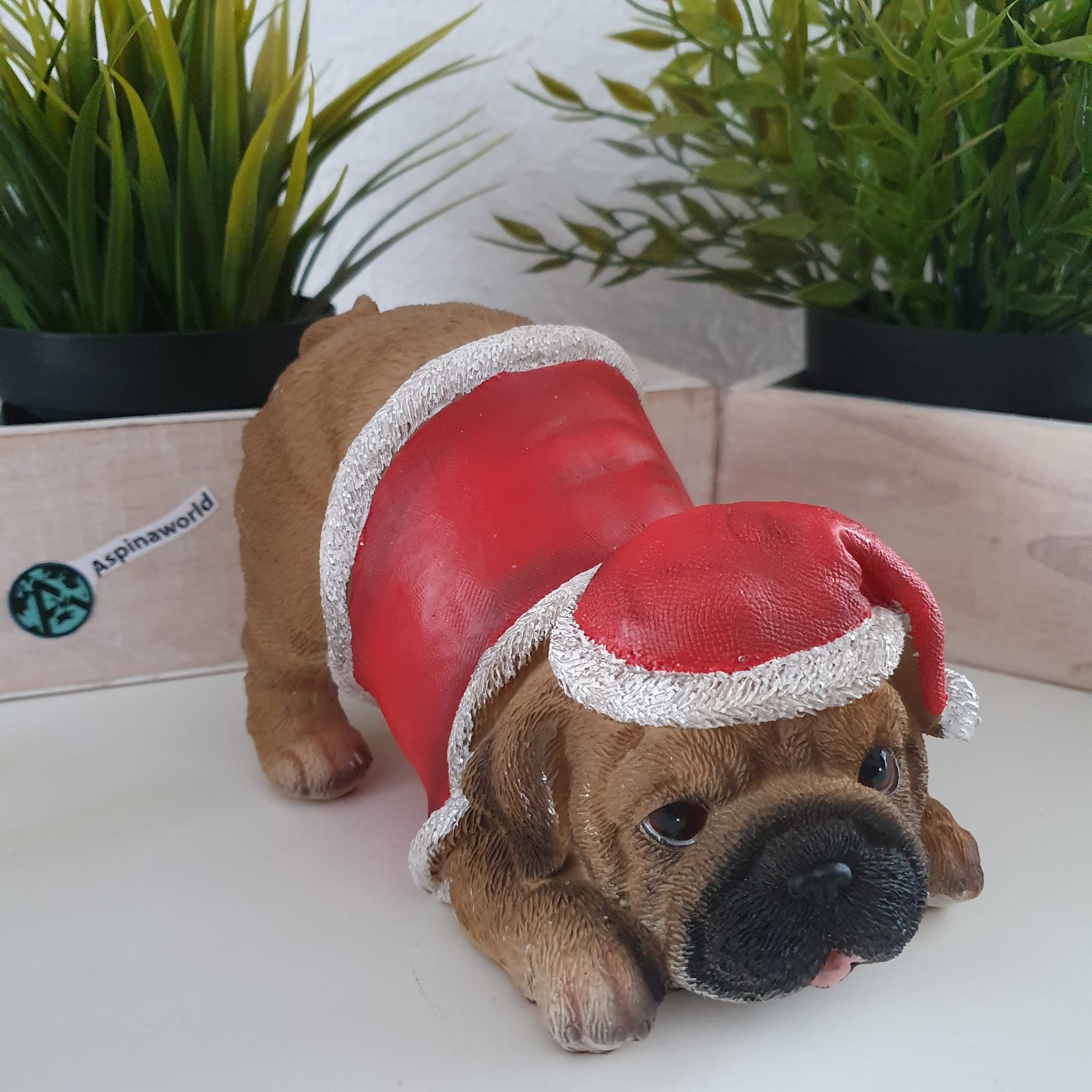 Weihnachts Hunde Figur Mops 11 cm