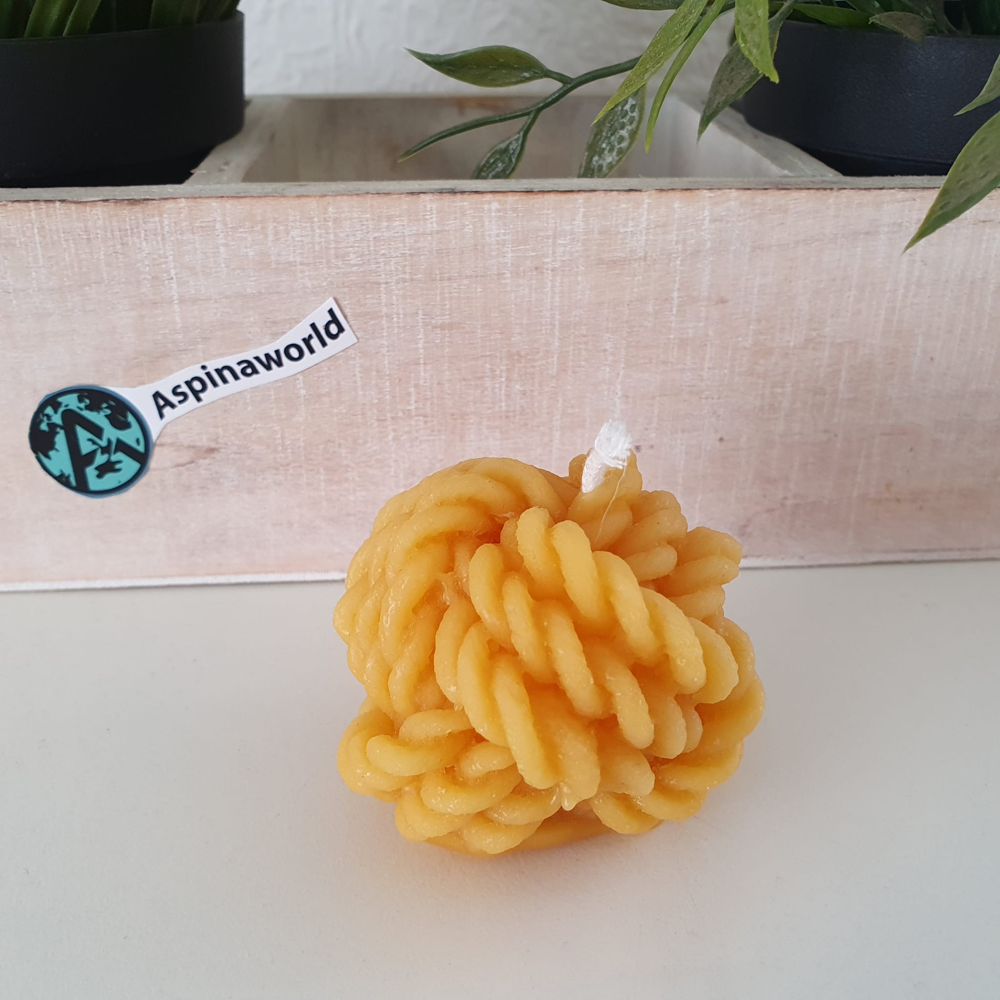 Bienenwachskerze Wollknäuel Kerze 4 cm