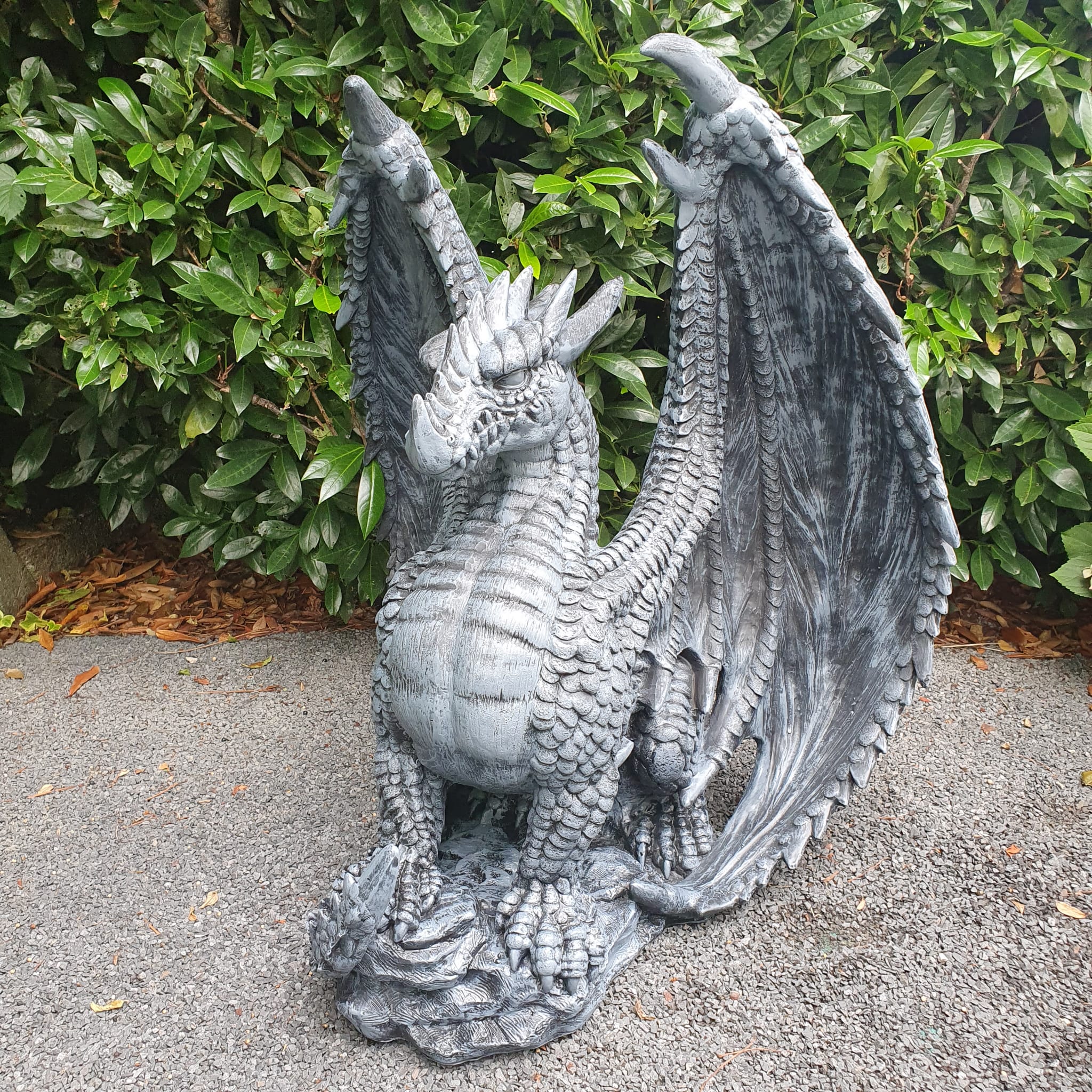 Gartenfigur große Drachen Figur 90 cm