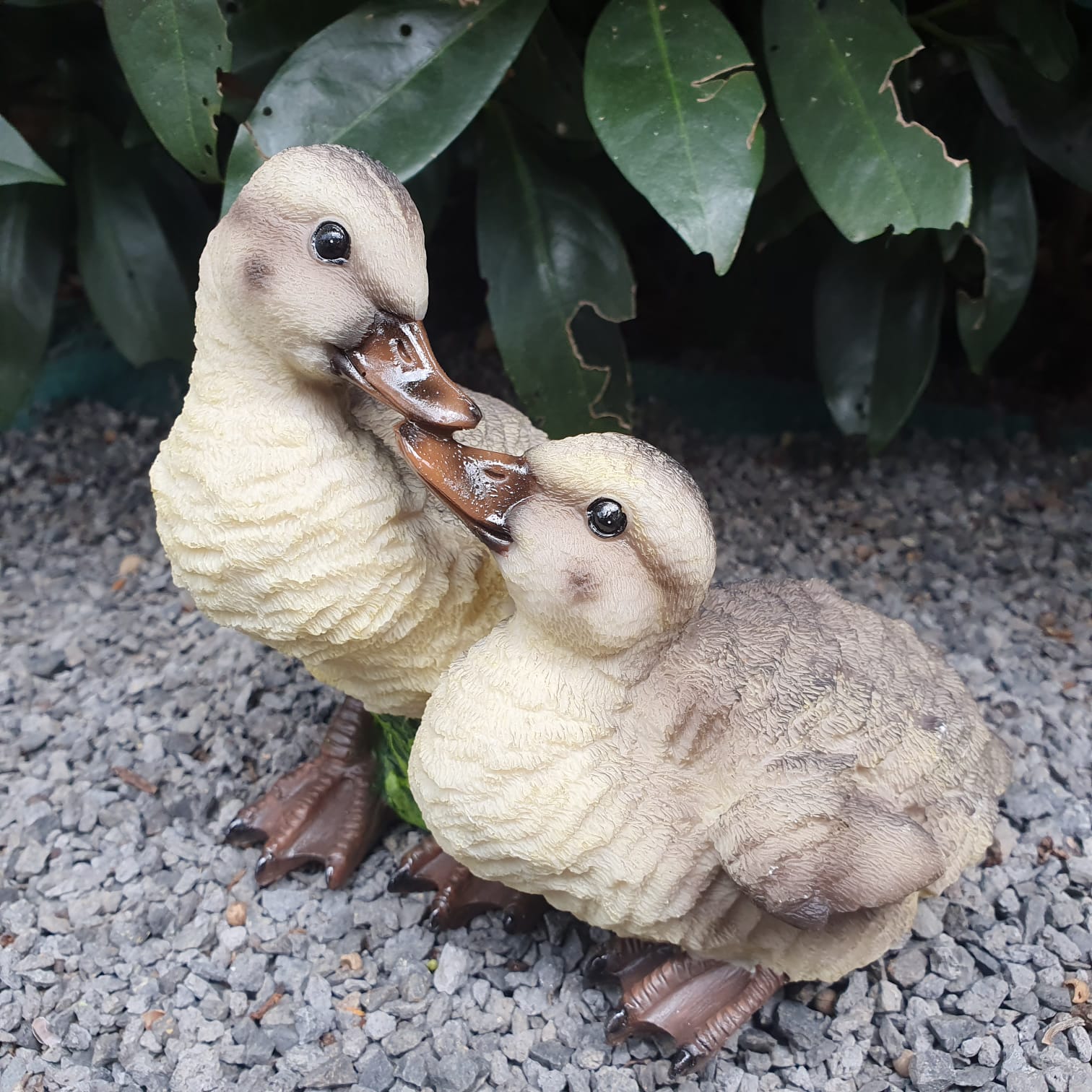Gartenfigur zwei kleine Enten Figuren 14 cm