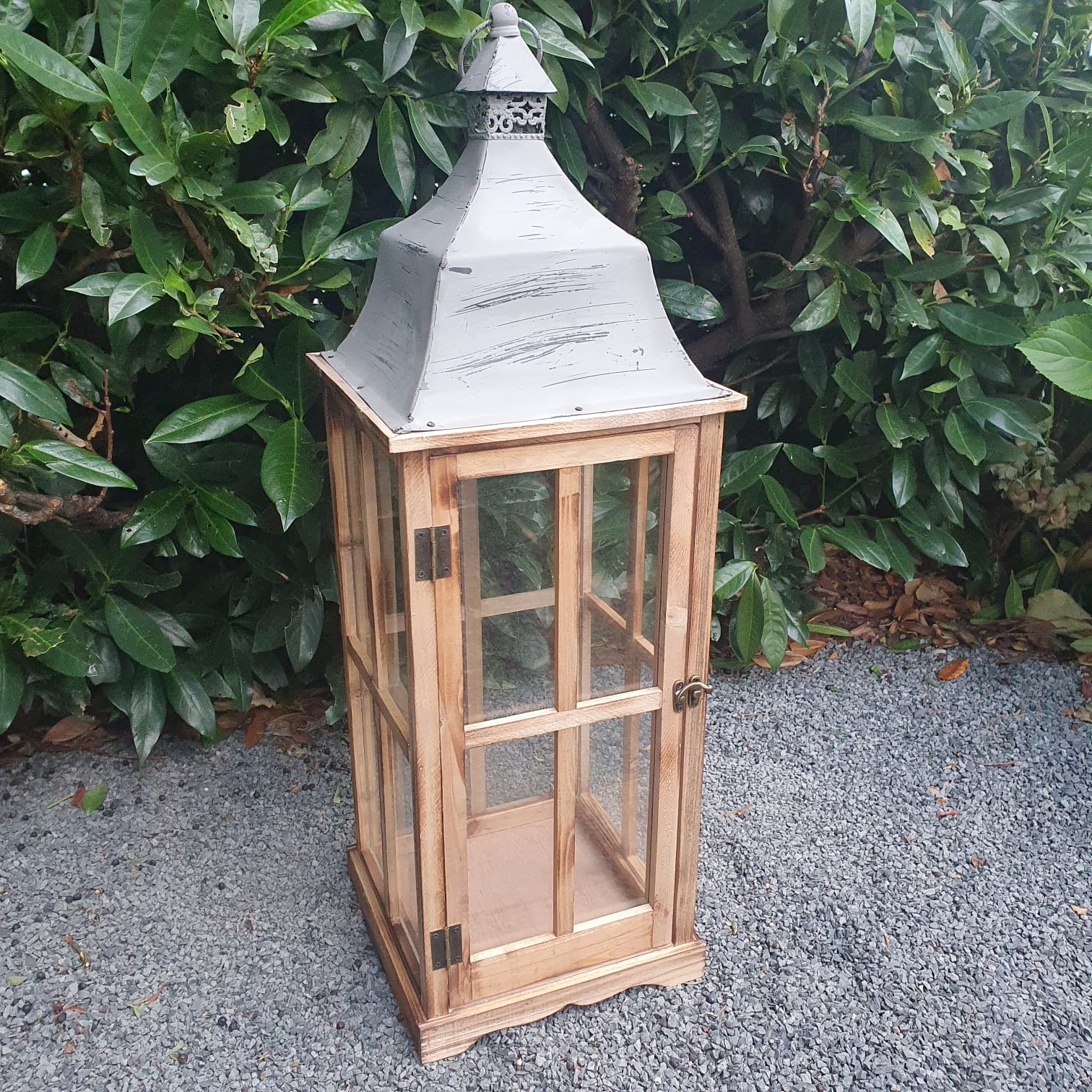 Vintage Holzlaterne Windlicht Laterne braun 75 cm