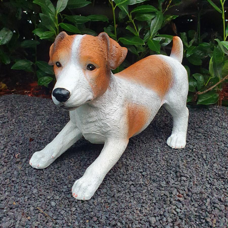 Gartenfigur verspielte Jack Russel Figur 25 cm