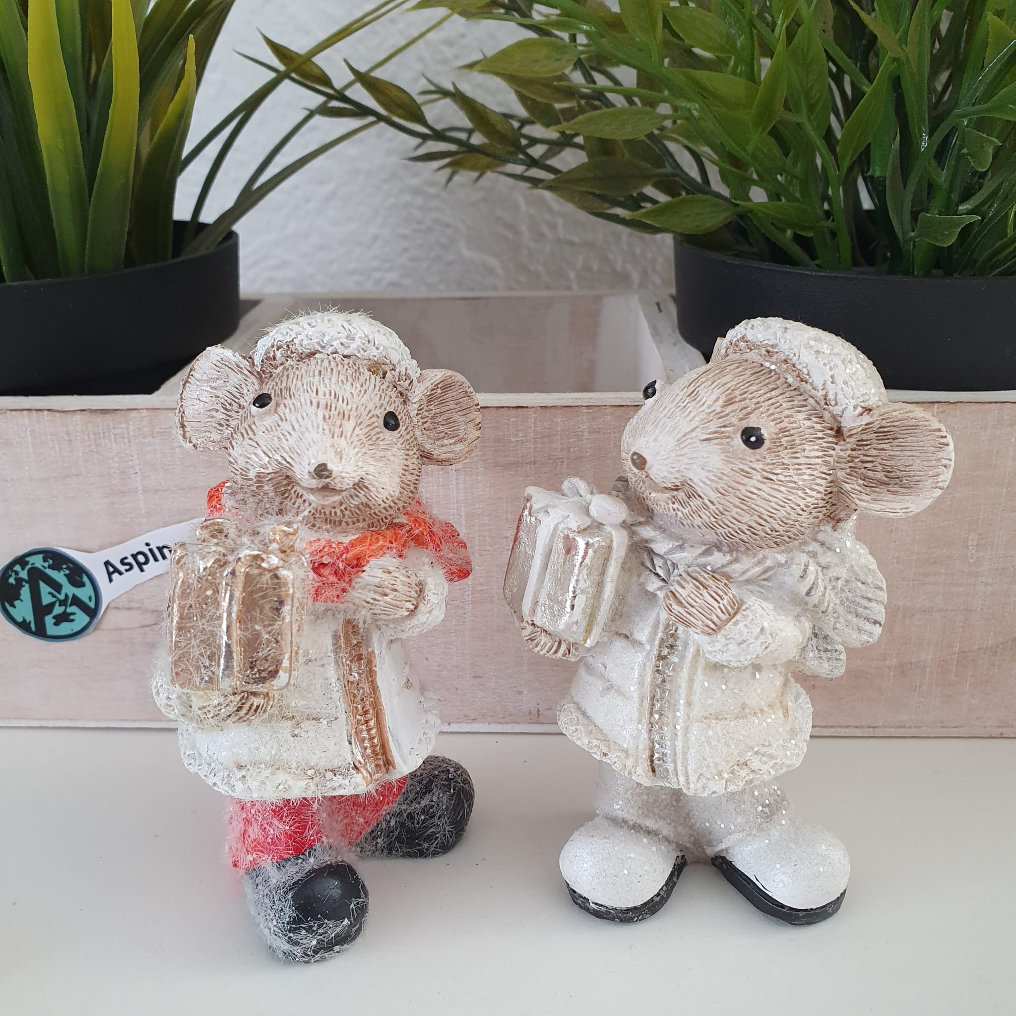 Weihnachtsmaus Figur im 2 er Set 10 cm