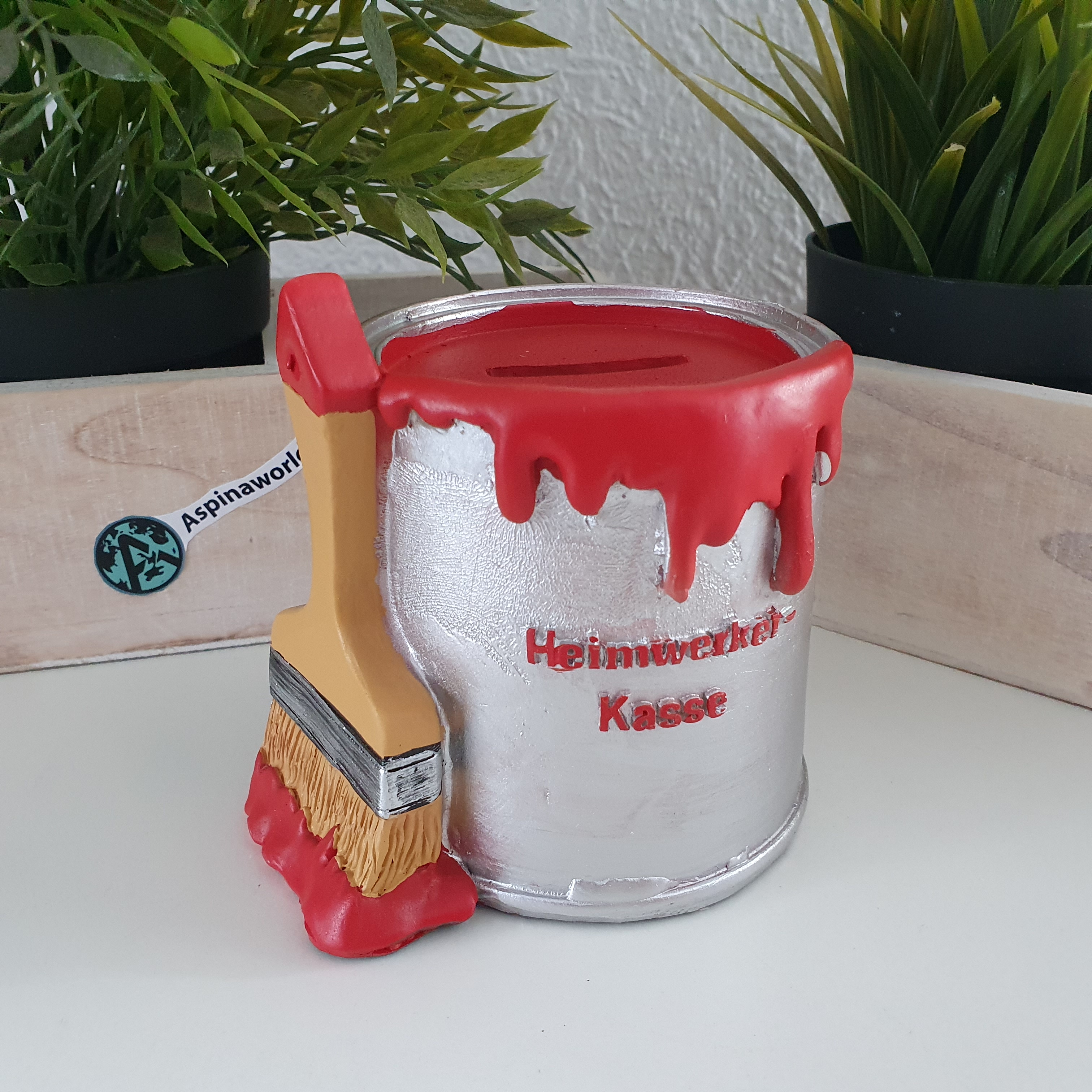 Deko Spardose Farbtopf in rot 12 cm