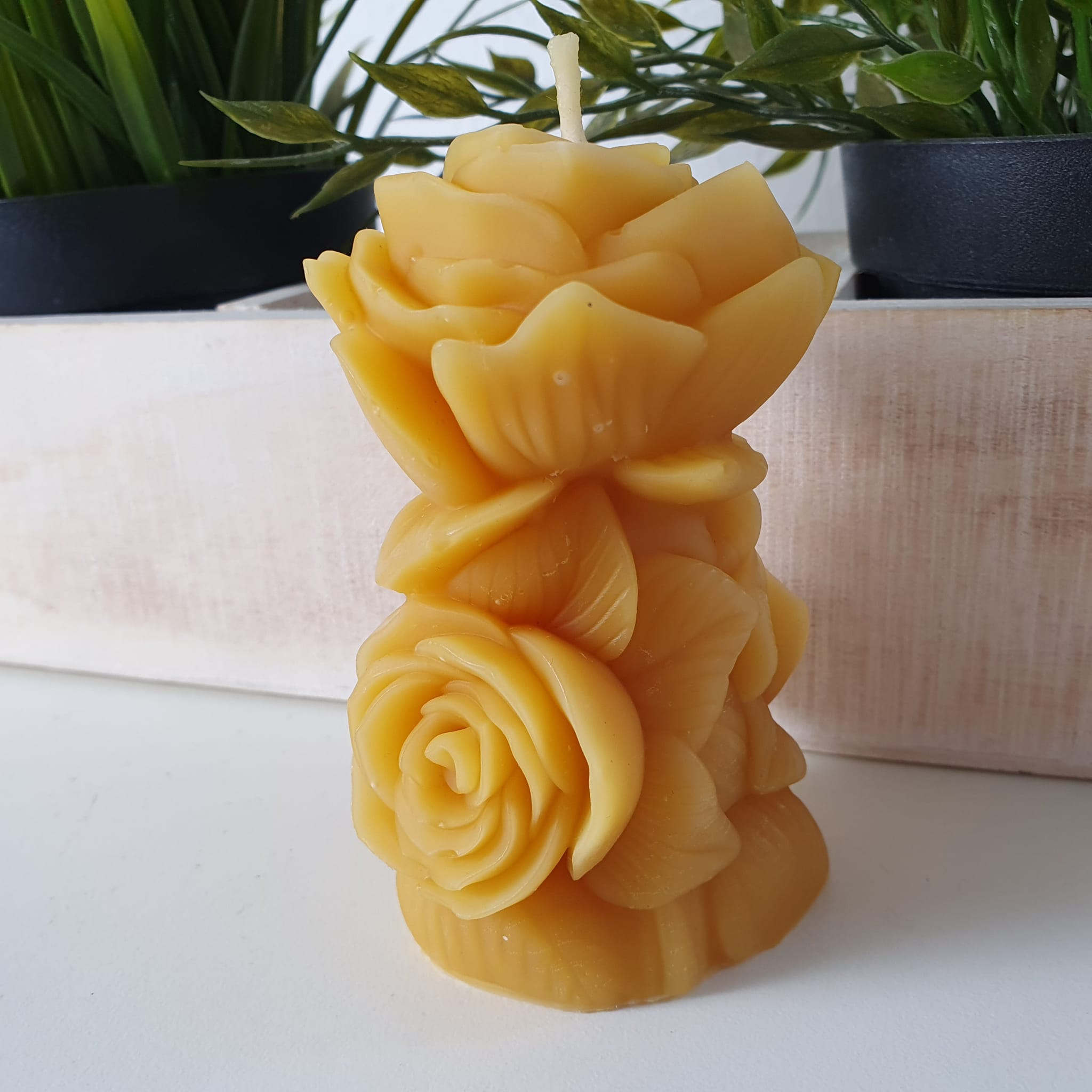 Bienenwachskerze Rosenkerze als Busch 9 cm